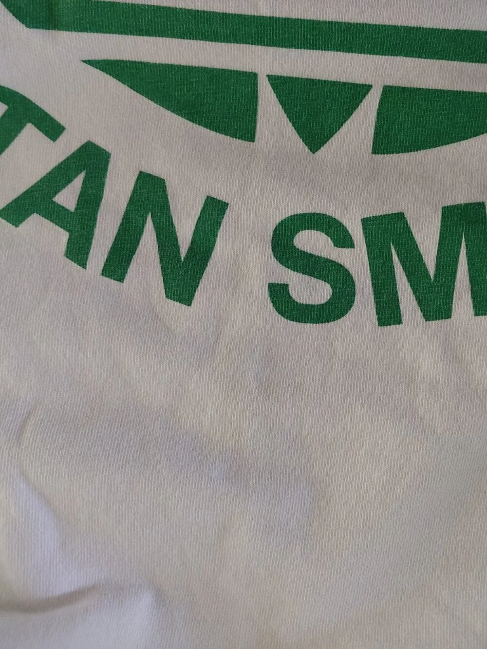 Adidas Stan Smith Cream White Tee Green Short Sleeve Small